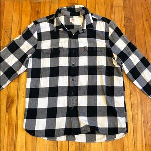 Levi's Black & White Plaid Button-Down Shirt - Men's Size EXTRA LARGE
